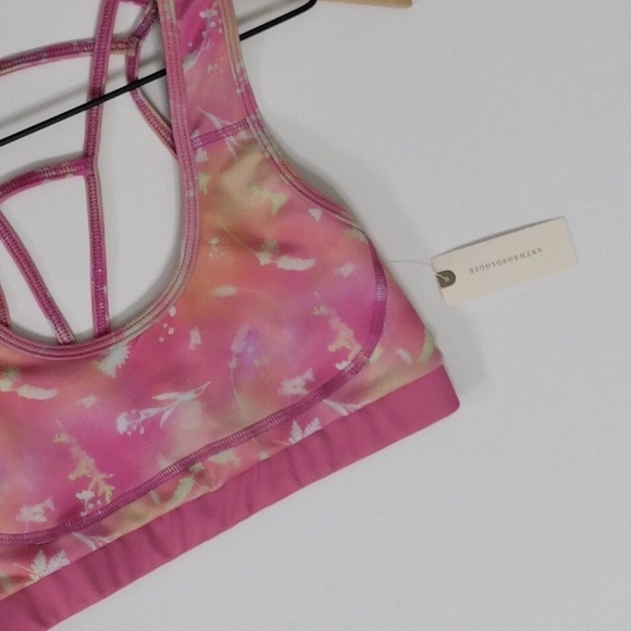NWT!! Anthropologie DAILY PRACTICE Sofia Pink Floral Sports Bra Strappy Medium - Picture 5 of 13